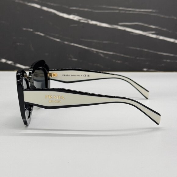 NEW PRADA PR16YS 09Q5S0 WOMEN OVERSIZED BLACK WHITE SUNGLASSES PRADA PR 16YS - Picture 7 of 12
